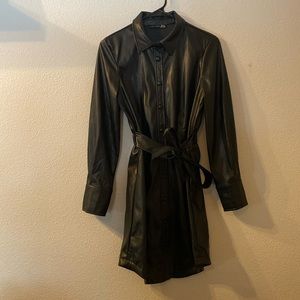 Black Tape snap button down faux leather dress size XS